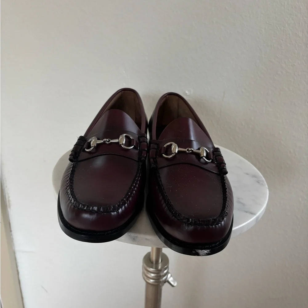 GH Bass Dark Brown Leather Loafers with Silver Accents - Picture 6 of 7